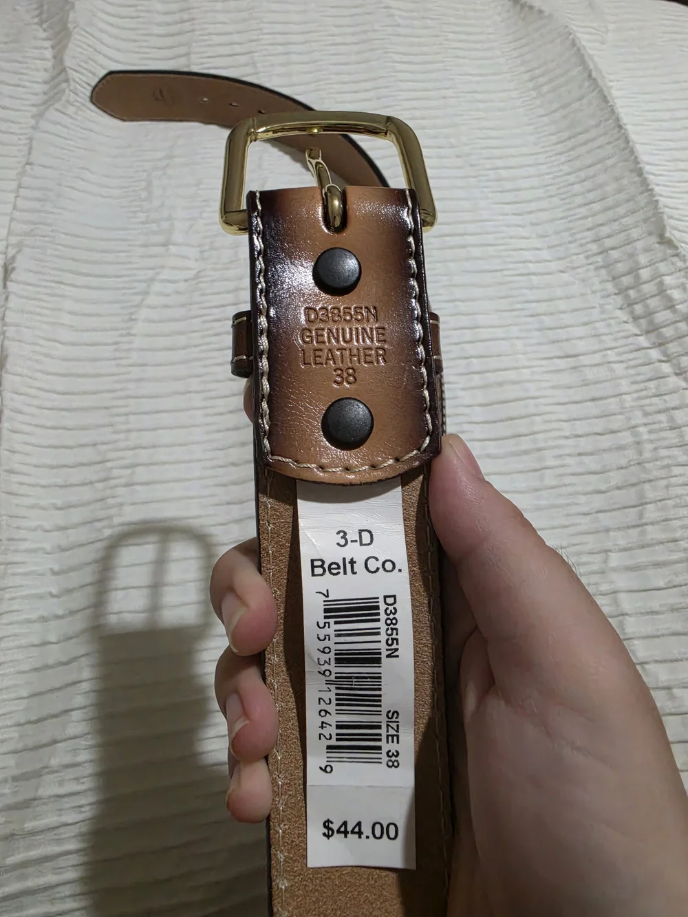 Brown Tooled Leather Women's Belt with Gold Buckle